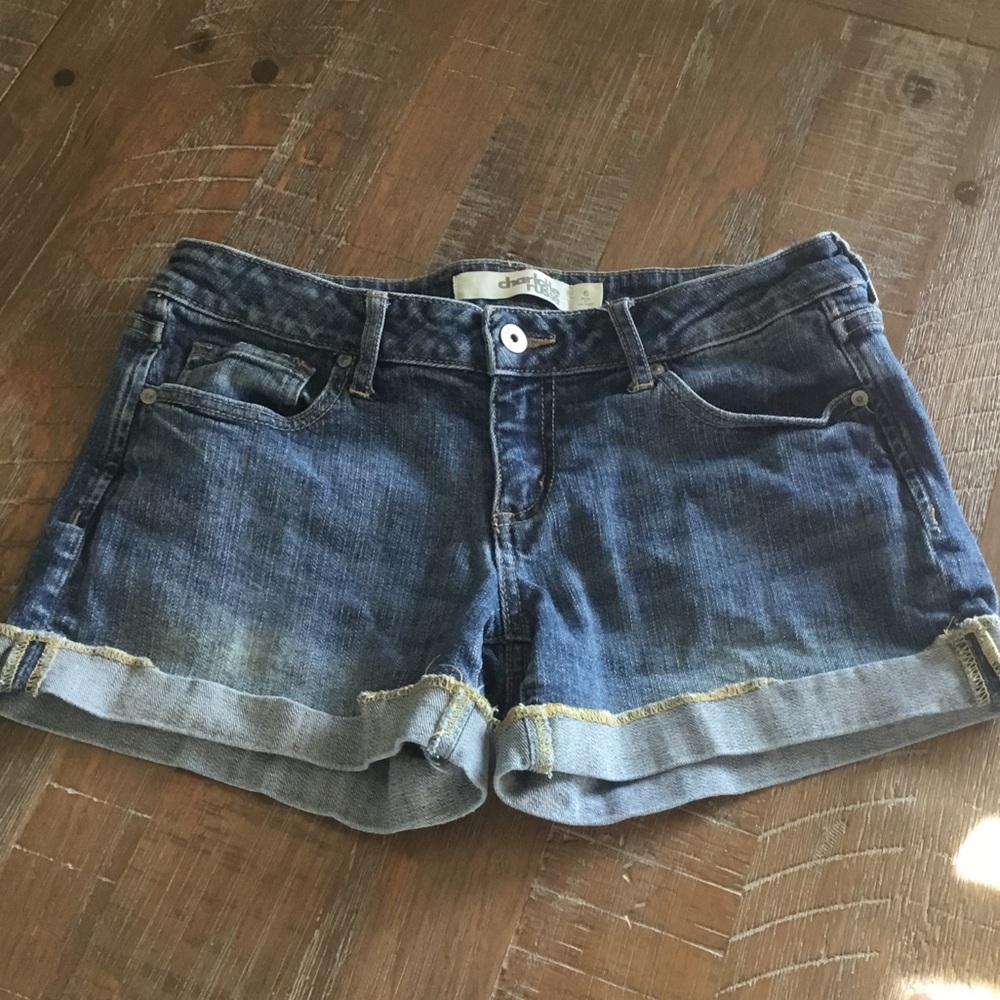 Charlotte Russe Dark Blue Rolled Hem Jean Shorts